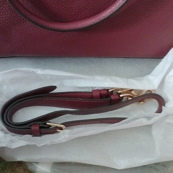 COACH F77884 Pebbled Leather Mia Satchel, IM/Wine - Picture 7 of 7